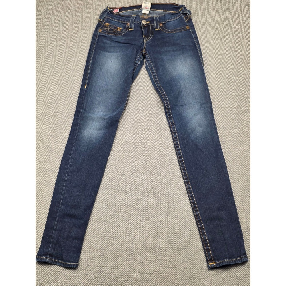 True Religion Casey Skinny Jeans Womens 25 Dark Wash Low Rise Made in USA‎ Denim